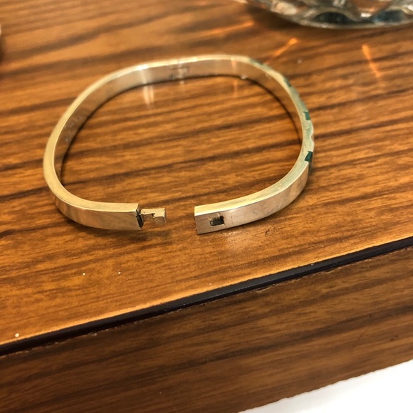 Classic silver 925 bracelet with green stones. - Picture 6 of 8